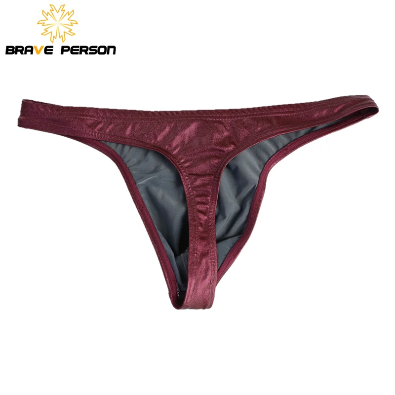 3pcs/lot New BRAVE PERSON Men Briefs Sexy Mens Low Waist Briefs Imitation Leather Male Underpants Briefs Men Thongs Underwear