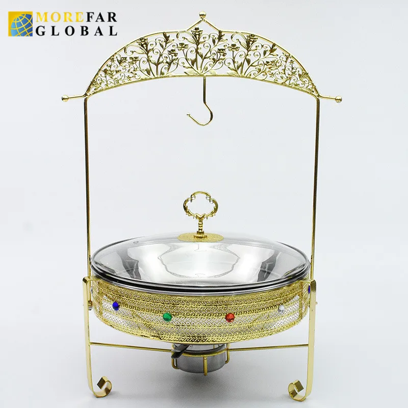 Gold Can Be Hung With Alcohol Hot Pot Hotel Restaurant Food Heating Container Stainless Steel Buffet Stove