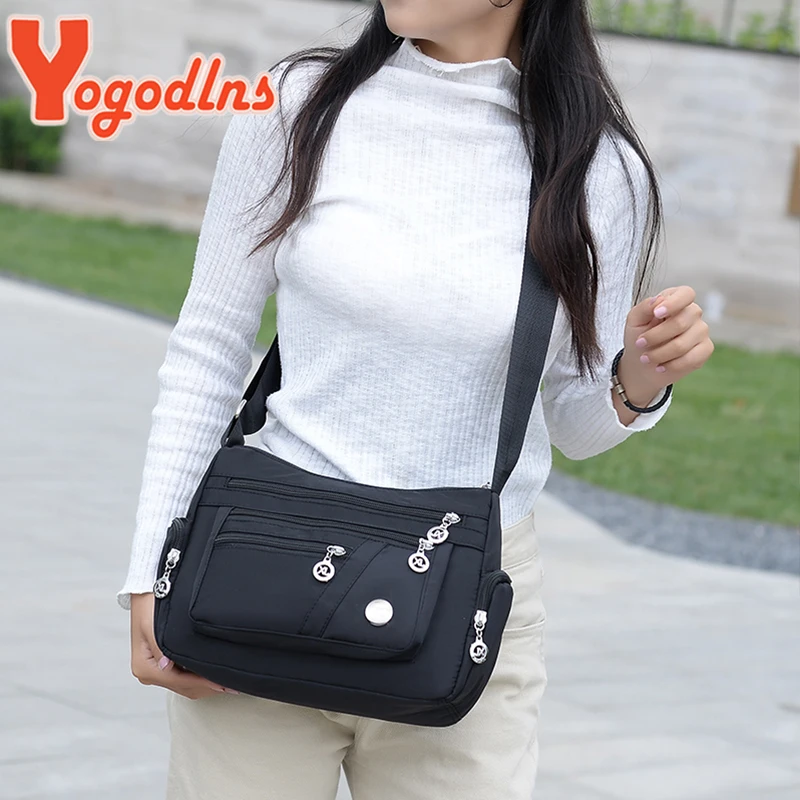 Yogodlns Fashion Women Shoulder Messenger Bag Waterproof Nylon Oxford Crossbody Bag Handbags Large Capacity Travel Bags Purse