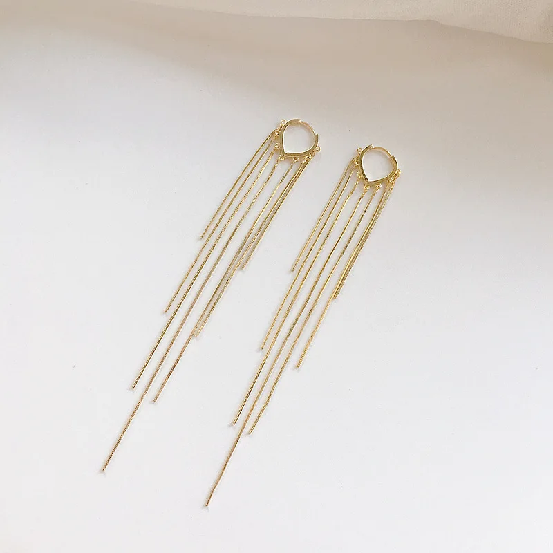 LIVVY أقراط متدلية طويلة متعددة الطبقات باللون الفضي للنساء هدية مجوهرات زفاف أنيقة ورائعة