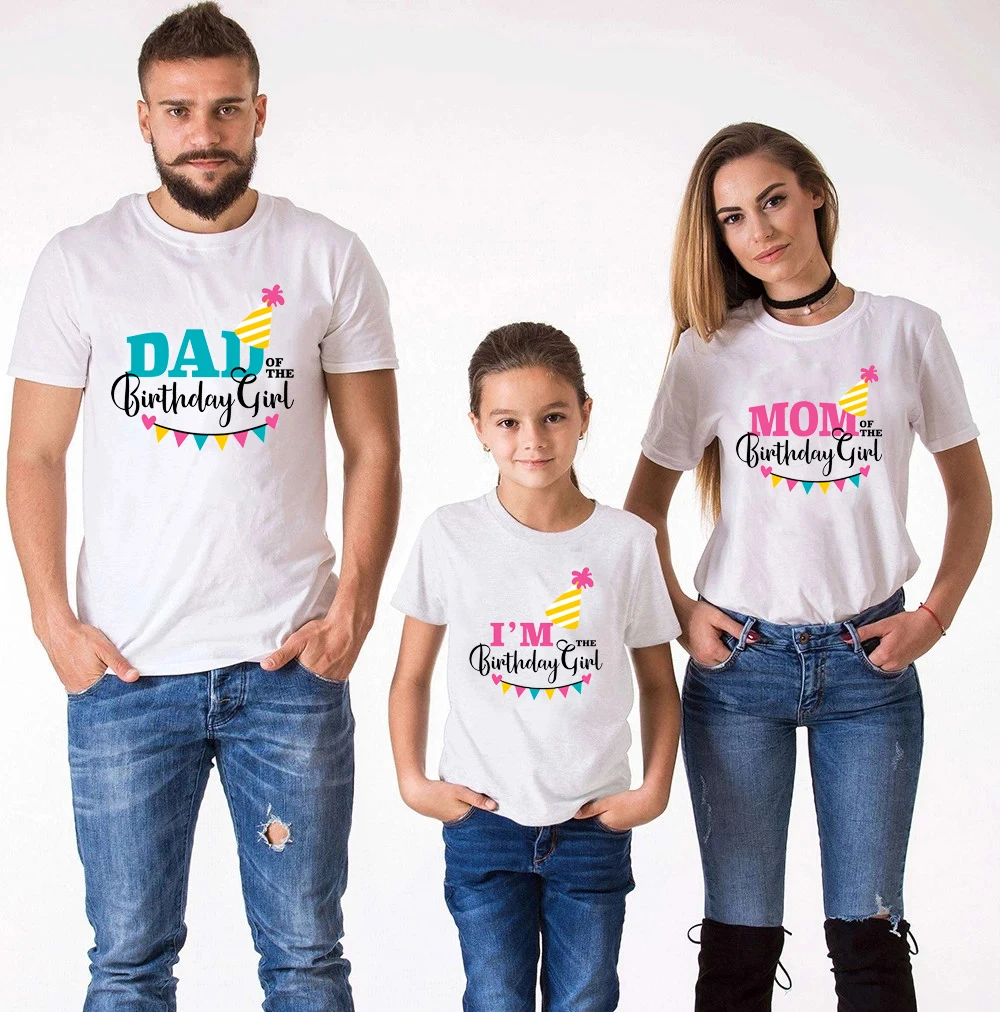 Family Matching T-shirts Dad Mom Boys Girls Birthday Tshirts Funny Summer Family Look Twins Birthday Party Tees Tops Outfits