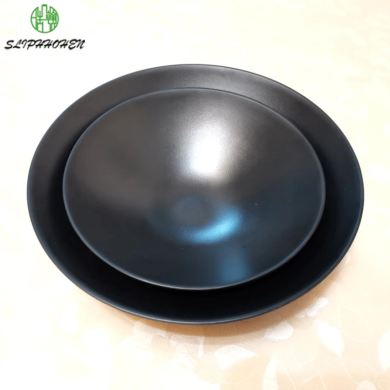 

A5 Melamine Bowl Dining Room Hotel Imitation Porcelain Tableware Black Frost Dinner Bowl High Temperature Resistance Dinnerware