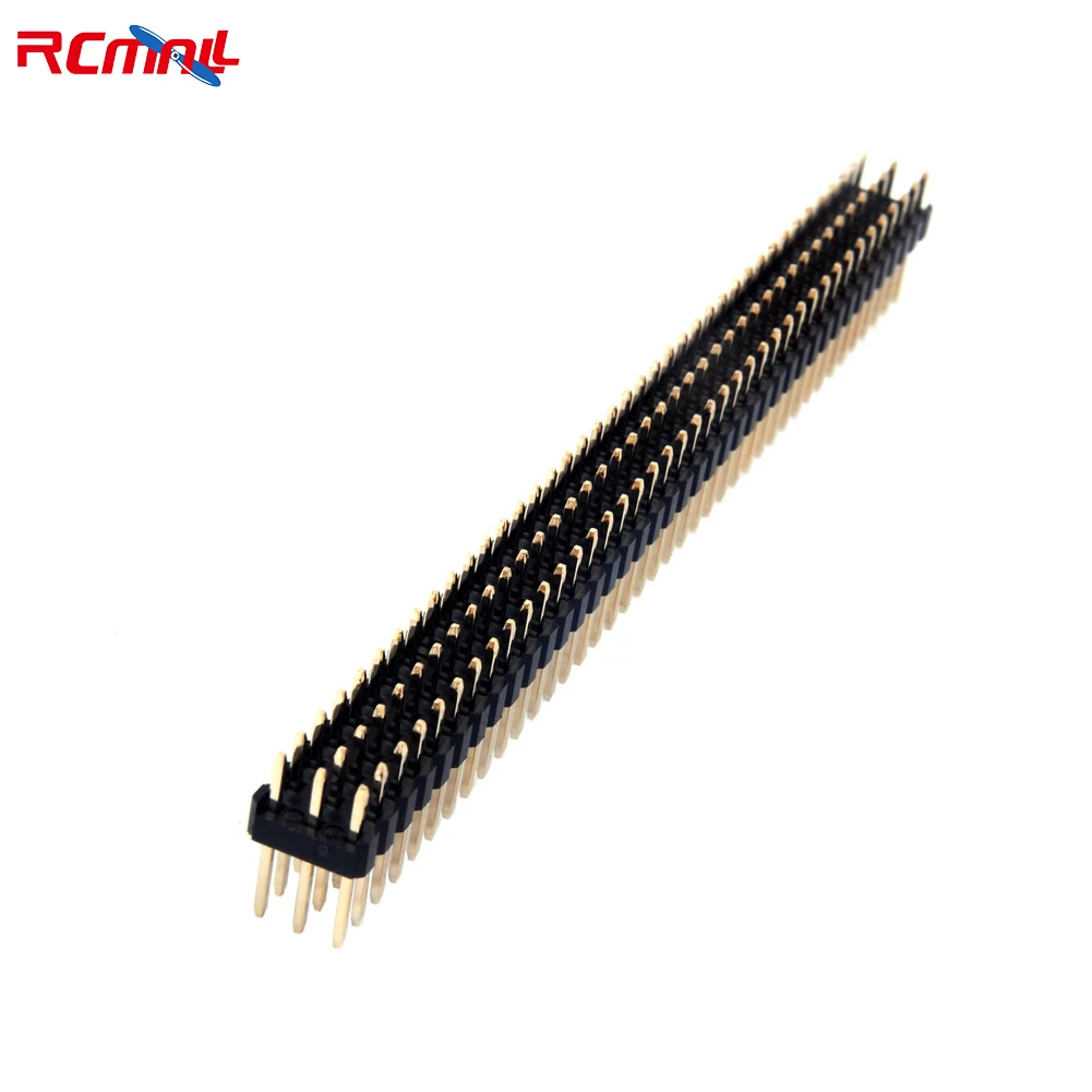 RCmall 10Pcs 3x40P 2.54mm Pitch PCB Pin Header Male Triple Row Straight Square Pins Through Hole Gold Flash Three Rows Space