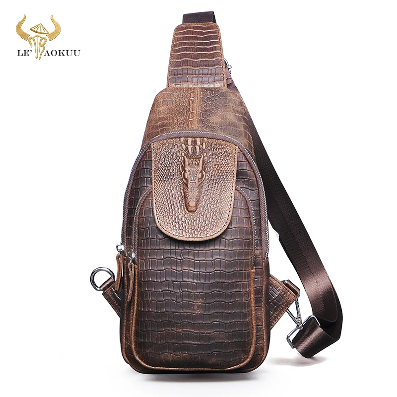 2021 New Hot Sale Men Crazy Horse Leather Vintage Chest Sling Bag 8