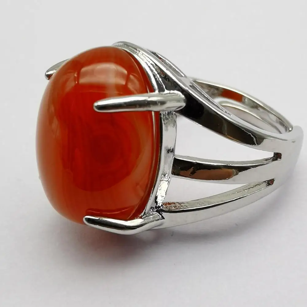0range Veins Carnelian Stone Oval Bead GEM Finger Ring Jewelry For Woman Gift Size 8 X279