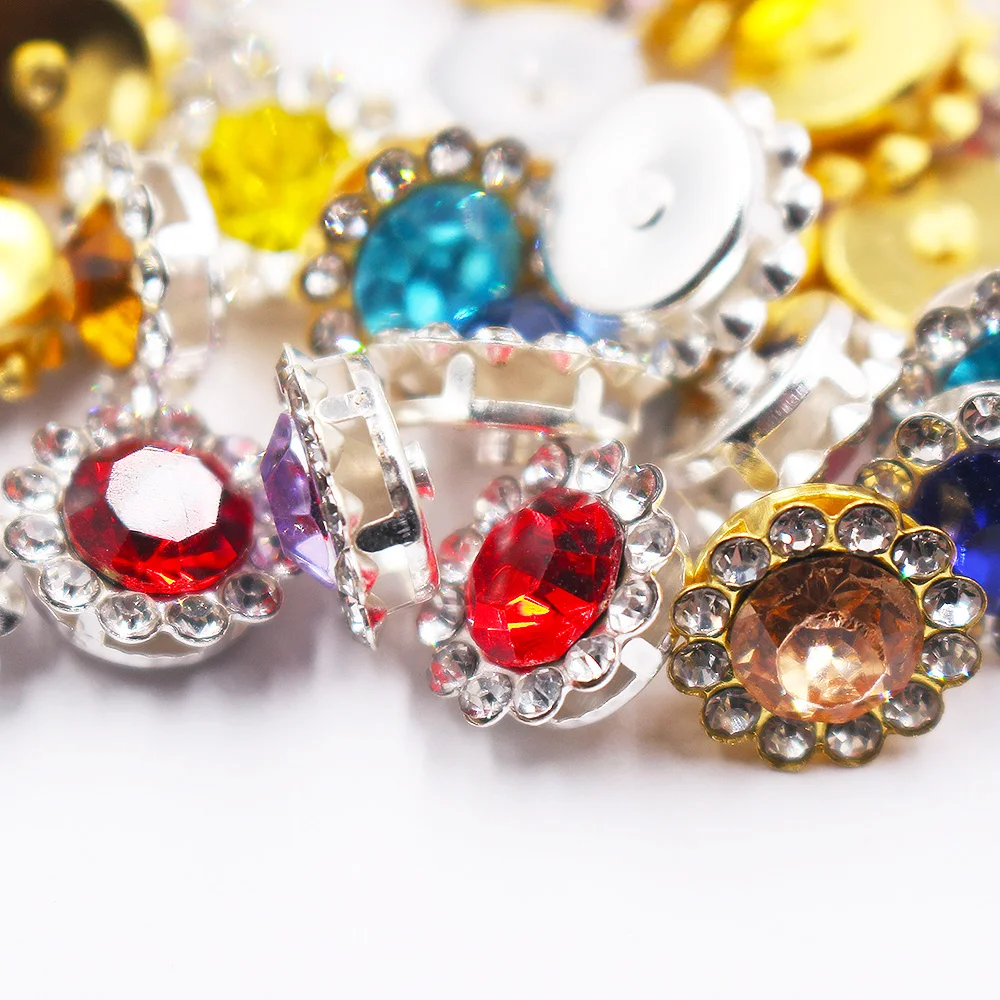 8mm-12mm Sonnenblumen-Silberkrallen-Aufnähsteine, Glitzerkristalle, Stoff-Glasperlen, DIY-Nähsteine, Bastelsteine, Edelsteine – Detail 4