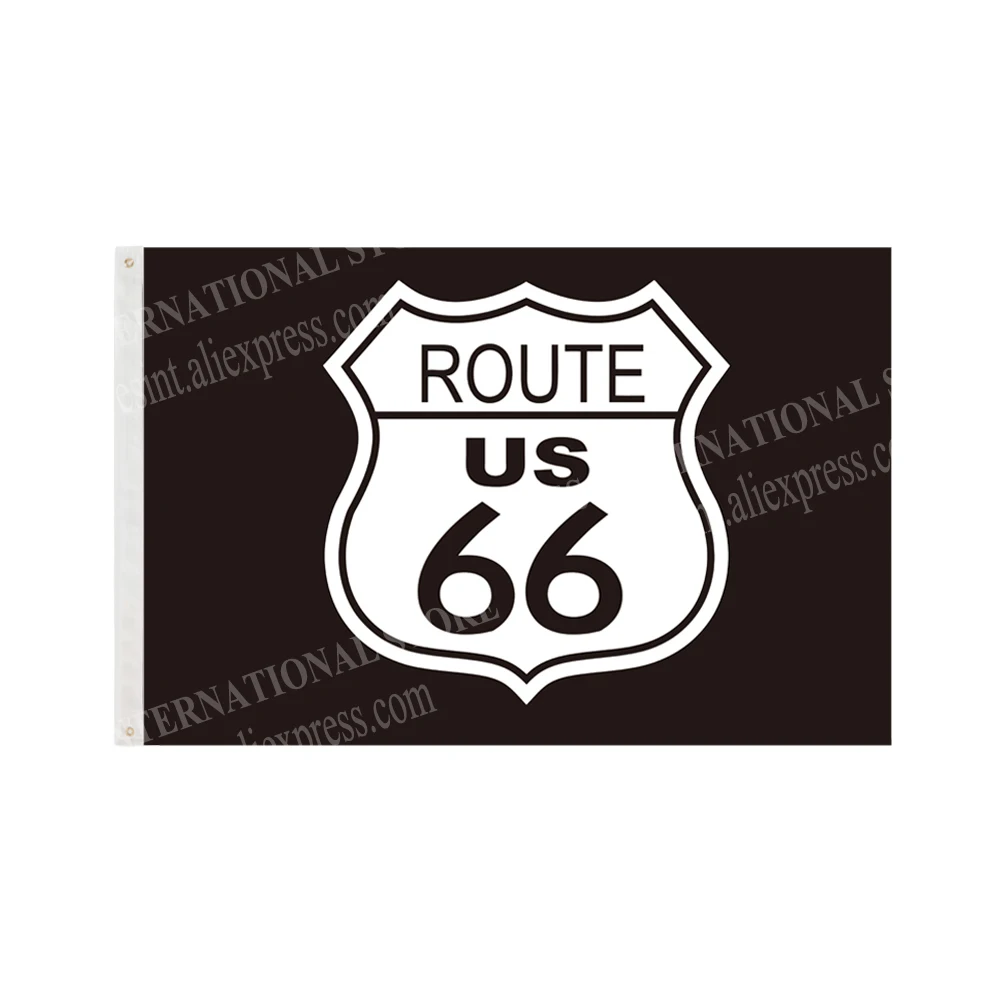 US Route 66 Flag USA Army 90 x 150cm 3 x 5ft Custom Banner Metal Holes Grommets Indoor And Outdoor