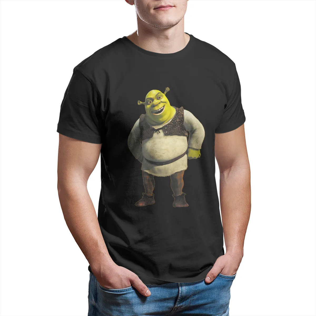 Humor O Neck TShirt Shrek Donkey Princess Fiona Blind Mouse Fairy Tale Movie Pure Cotton T Shirt Men Clothes New Design Fluffy