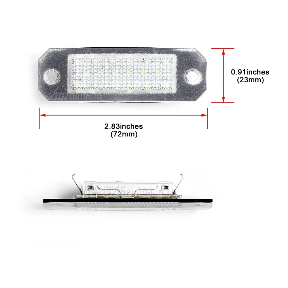 2Pcs For VW Transporter T5 2003-2015 T6 For Caddy 2004-2017 White LED License Plate Light Number Plate Lamp