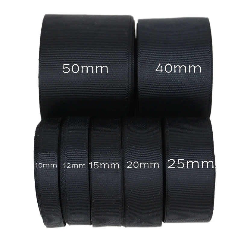 (10 meters/roll)25mm Black Grosgrain Ribbon Webbing Decoration Gift Ribbons DIY