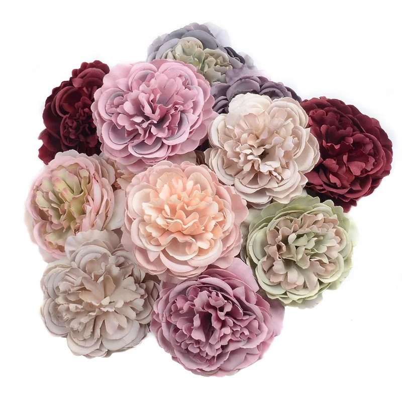 

10/50pcs 8cm Large Peony Artificial Silk Flower Head For Wedding Party Decoration Diy Scrapbooking Christmas Items Fake Flowers