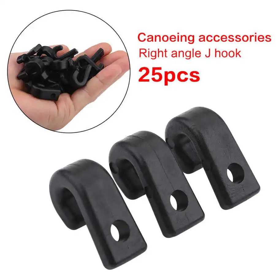 Gancho de nailon en forma de J para Kayaks, cuerda de amarre para canoas y barcos, 25 unidades