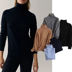 Maxdutti, suéteres de moda de estilo inglés para mujer, jersey de invierno de lana lisa para mujer, jerséis de cuello alto Multicolor, suéteres, Tops para mujer