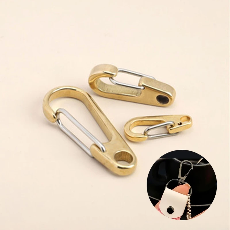 D Ring Shape Pure Brass Carabiners Clips Keychain Hook Spring Snap Loop Indoor Outdoor Tools for Backpack Camping Hiking