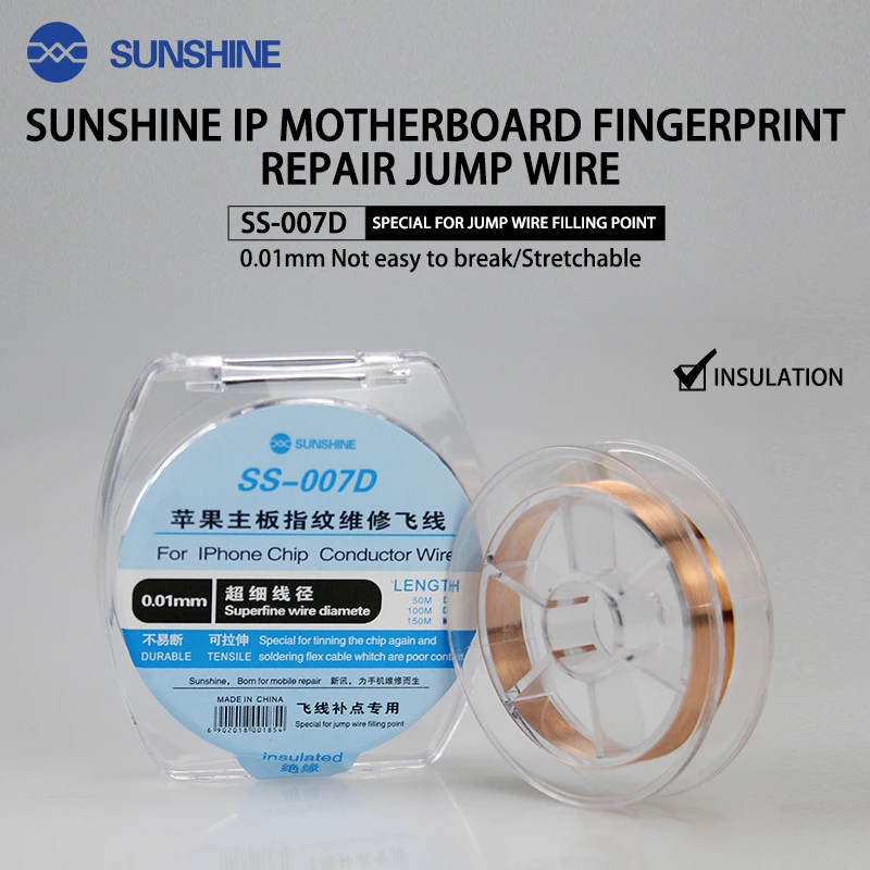 

SUNSHINE SS-007D 0.01mm jump wire line linprecision flexible circuit dedicated for iphone chip repair jump conductor wire 150m