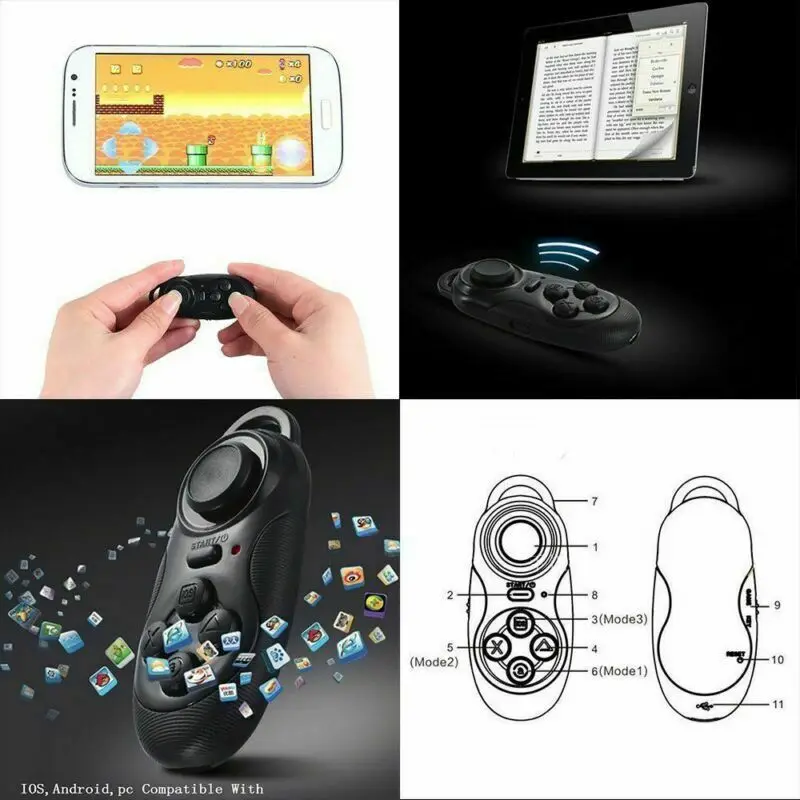 Small Mini Gamepad Wireless Bluetooth Game Handle VR PC Controller Remote Gamepad Joystick For IOS/Android Smartphone Joystick