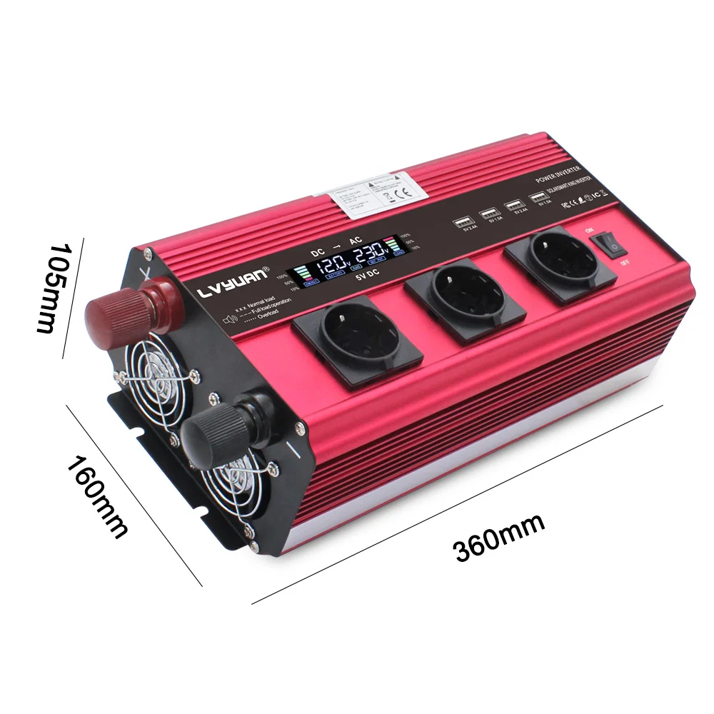 12000W Inverter 12v 220v Car inverter 3 Socket EU LCD Large Power Inverter Soler Power Inverter  Car Ac 220v Converter  Inverter