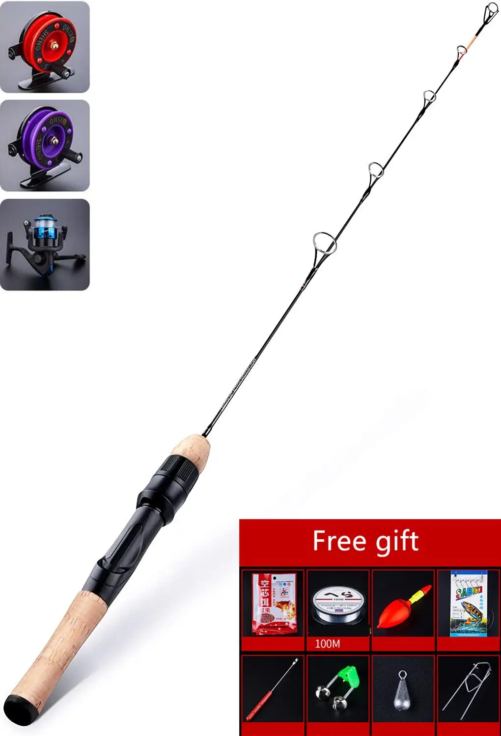 

Fishing Combo Ice Fishing Rod Reel Combo Complete Kits with Bait Fishing line Ice Jig Rap Shad Spoon Catch Ready