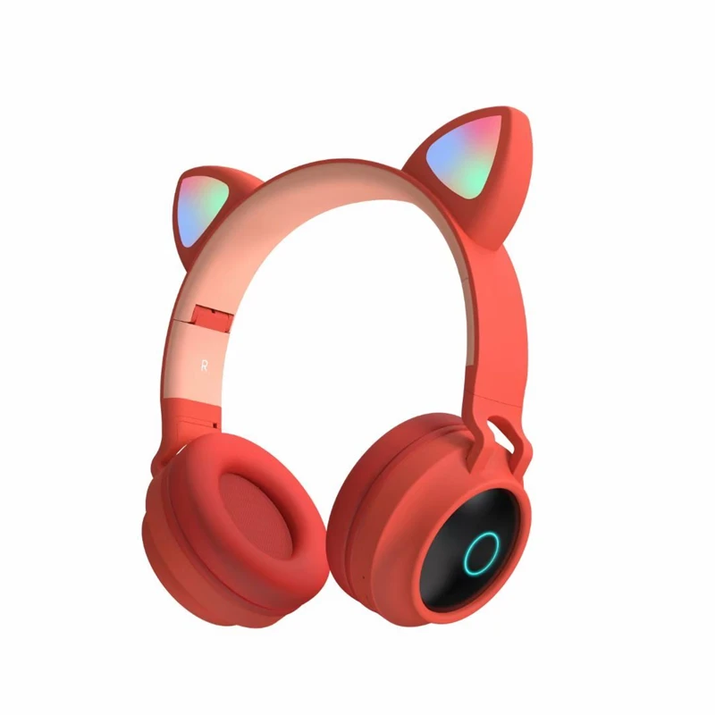 LED Cat Ear Headphones Noise Cancelling Bluetooth 5.0 Adults and Kids Headset Support TF Card FM Radio With Mic Wireless+Wired