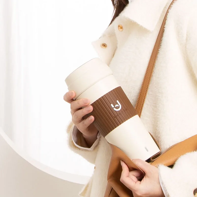 400ML Cangkir Termal Ketel Listrik Pintar untuk Kopi Teh Susu 6 Menit Air Mendidih Cepat Portabel Cangkir Pemanas Perjalanan Bebas BPA