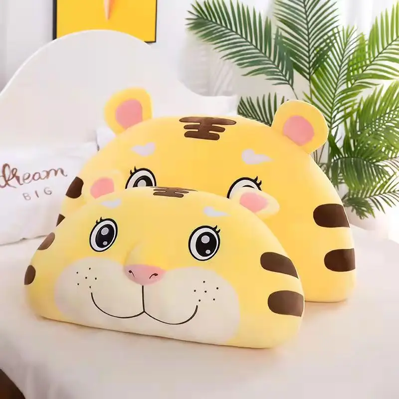 80cm Cartoon Animal Tiger Semicircle Pillow PP Cotton Soft Tiger Подушка Bedside Cushion Almohada de peluche Couple Pillow