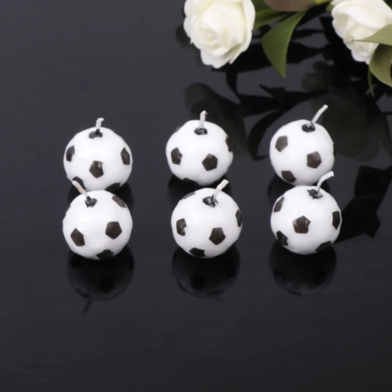 6Pcs/Set Soccer Ball Football Candles For Birthday Party Kid Supplies Decoration Cute Scented Aromatic Candles Home Decoration