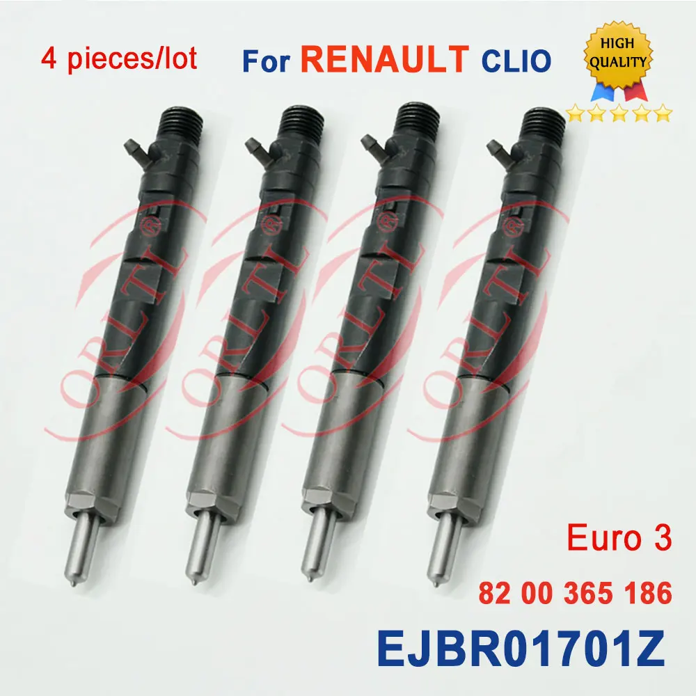 4 PCS Common Rail Injector EJBR01701Z (RENAULT 8200365186) Fuel Engine Injector 1701Z, Injector R01701Z For Euro 3 RENAULT CLIO