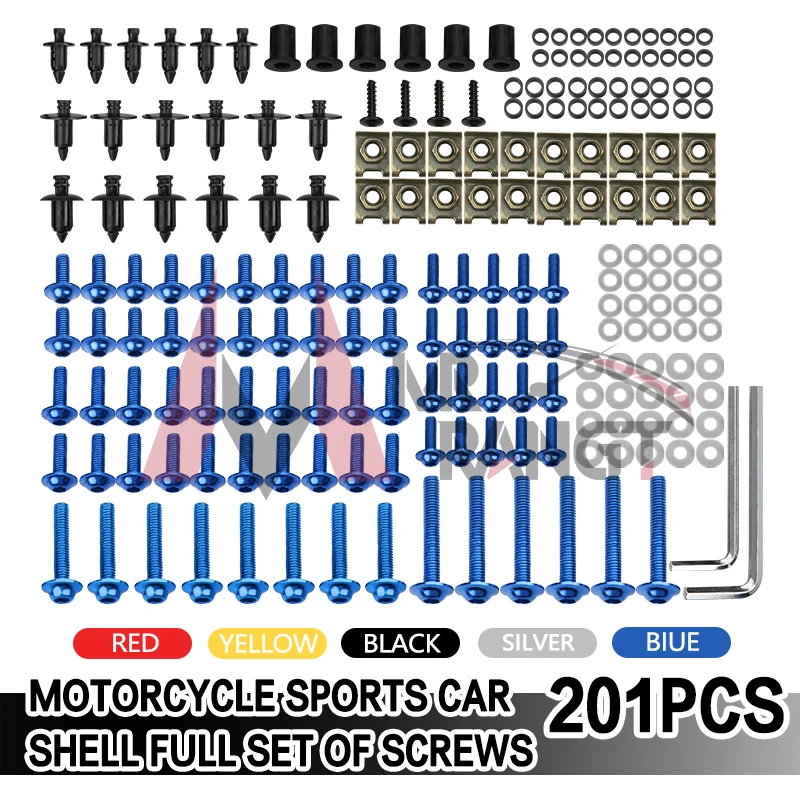 216PCS/Set Universal CNC Alloy M6 M5 Fairing Bolts Kit Bodywork Screws Nut For Motorcycle 5 colors Motorbike