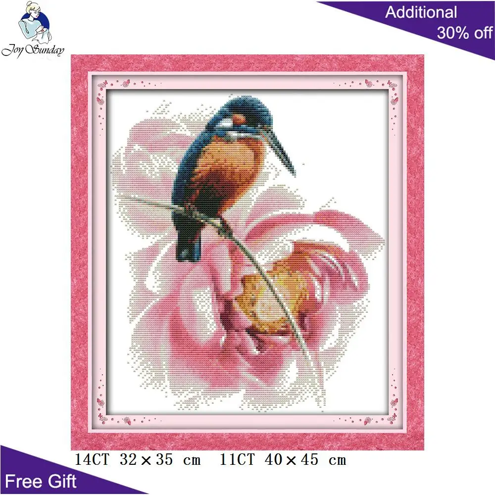 Joy Sunday-Red-Billed Bird Nest, Reunion Garden, Leiothrix, Alcedo, Atthis Bengalensis, Cross Stitch, D089 D108 D110 D117 D118