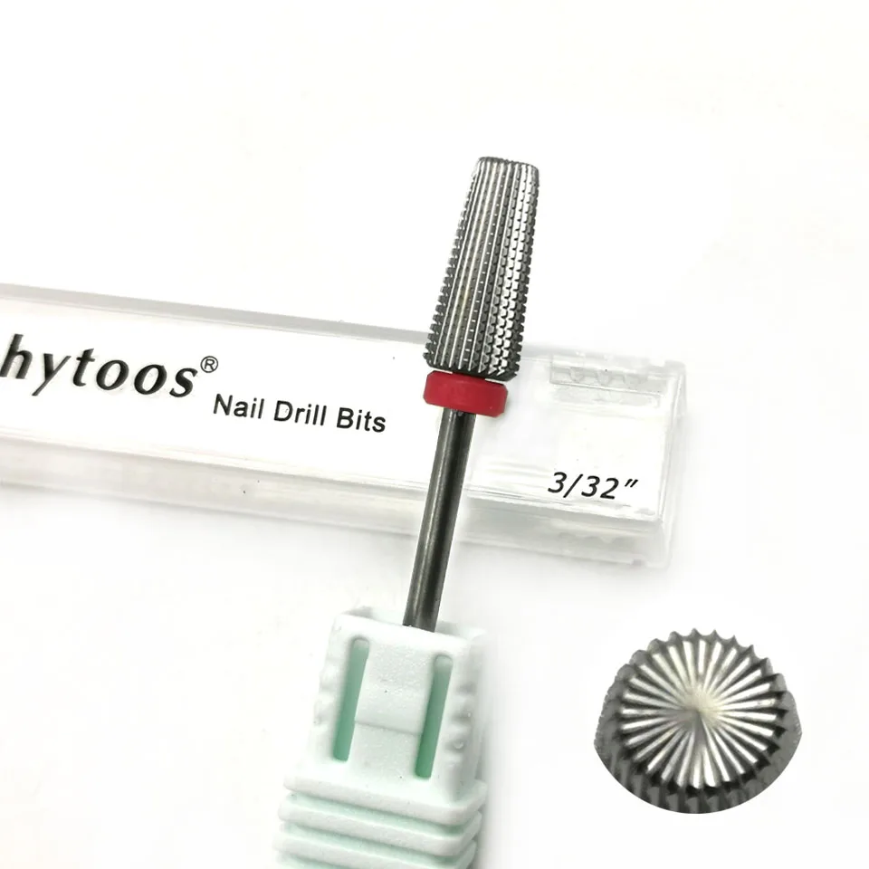 HYTOOS 5 in 1 Carbide Bit 3/32 Two-Way Tapered Nail Drill Bits   Straight Cut Milling Cutter For Manicure Nails Accessories