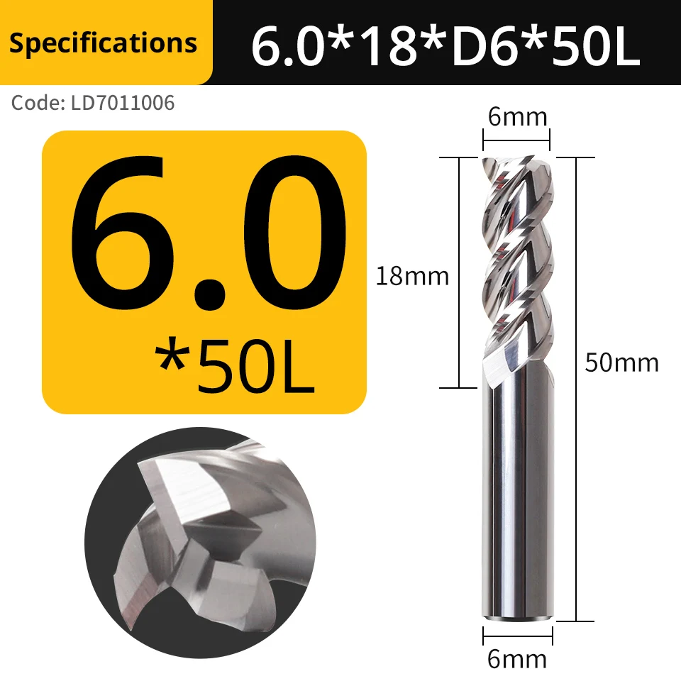 VACK HRC55 End Mill Aluminum Carbide Milling Cutter 3 Flute Tungsten Steel Cnc Alloy Coating Router Bits 4mm 6mm 8mm 10mm 12mm