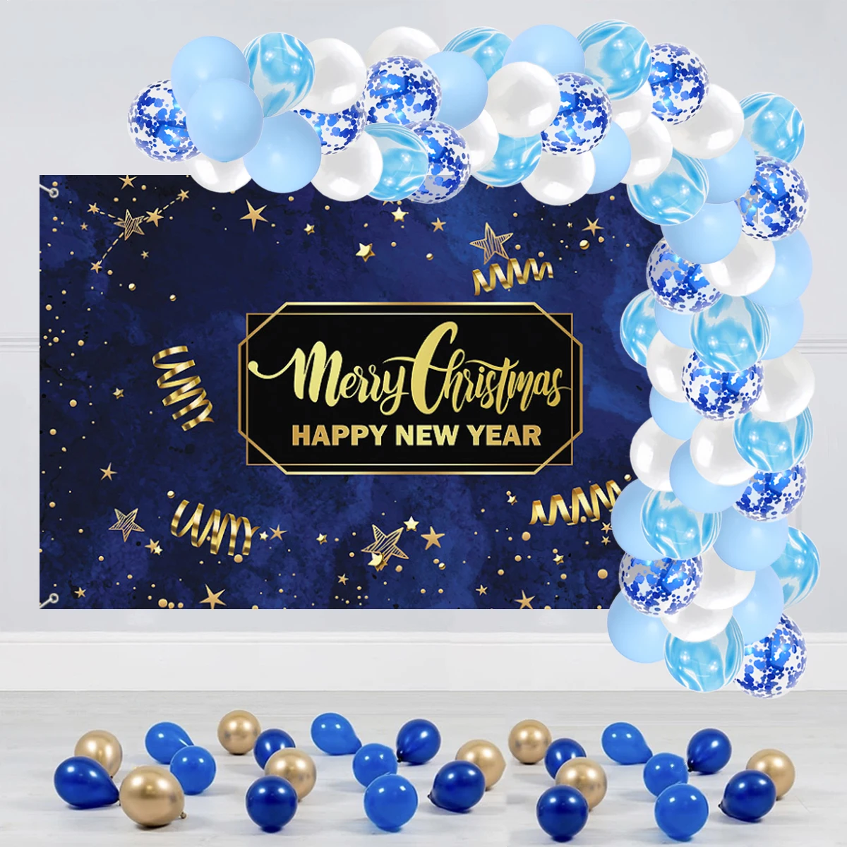 Globos metálicos de ágata de oro azul, Kit de arco de látex para fiesta de cumpleaños y boda, guirnalda de confeti, decoración, 100 piezas