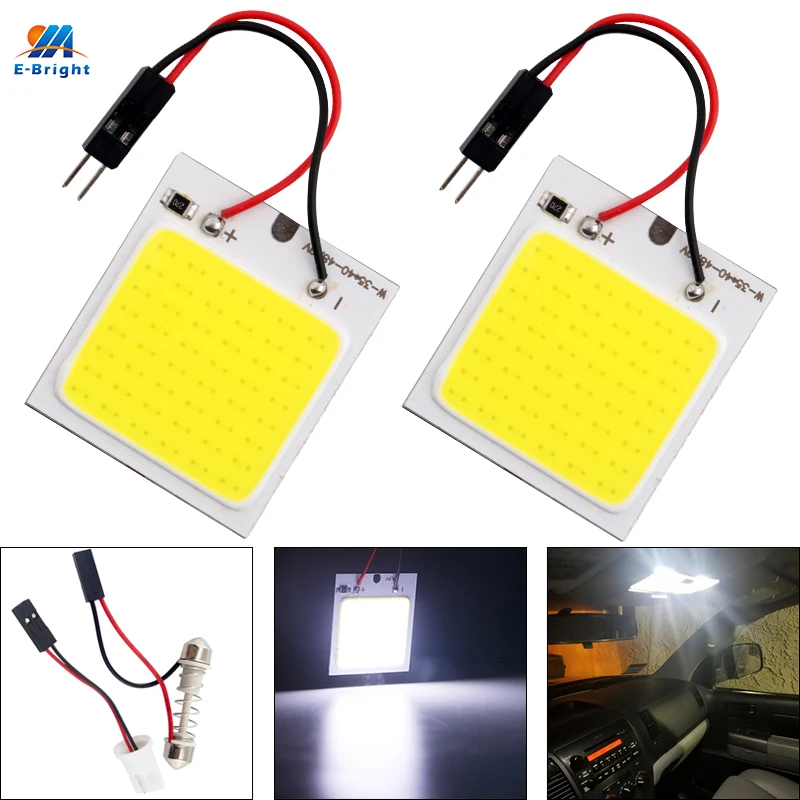 

LED Car Reading Panel Lights COB White Bulbs With T10 C5W Festoon Adapter Auto Dome Map Light Interior Lighting 12V 48SMD 2PCS