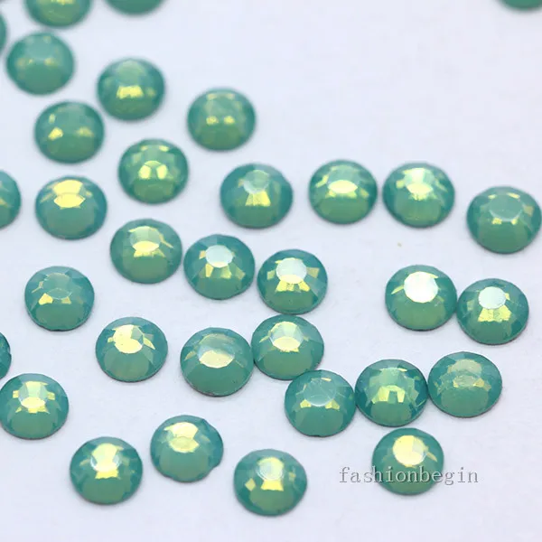 Top quanlity! ss3-30 Green opal crystal Flatback Glass glue on rhinestones Non hotfix Nail Art Decoration dancing costume Dress