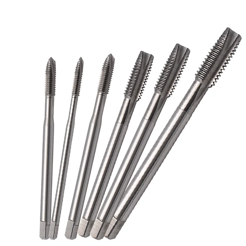 Jrealmer Machine Thread Tap HSS Taps 90/100/150/200 Long Shank Metric Plug Tap For Metalworking Tools Straight Flute Screw Tap