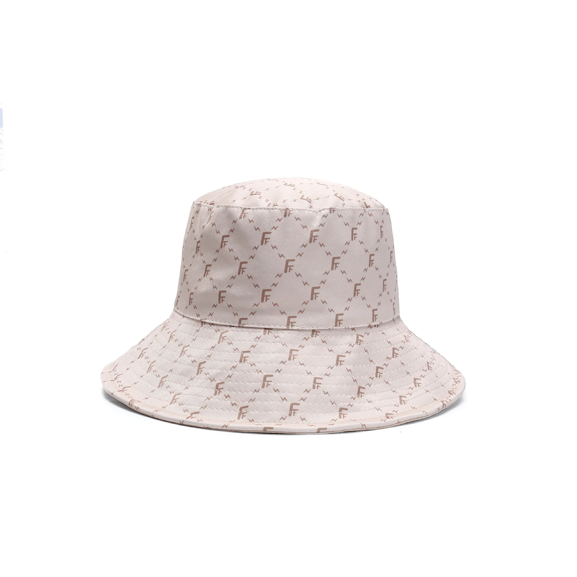 Summer dome satin sunscreen bucket hat with large brim, monogram printed double-sided sunshade fisherman hat