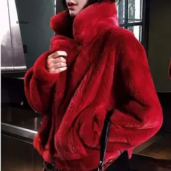 utumn Winter Faux Mink Fur Coat Women Casual Warm Soft Zipper Fur Jacket Plush Overcoat Pocket  Teddy Coat Female