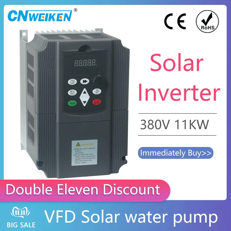 

Solar Inverter 11KW 7.5kw 380v Solar Variable Frequency Drive VFD 3HP Output For 3 Phase 380V Water Pump Driver speed control