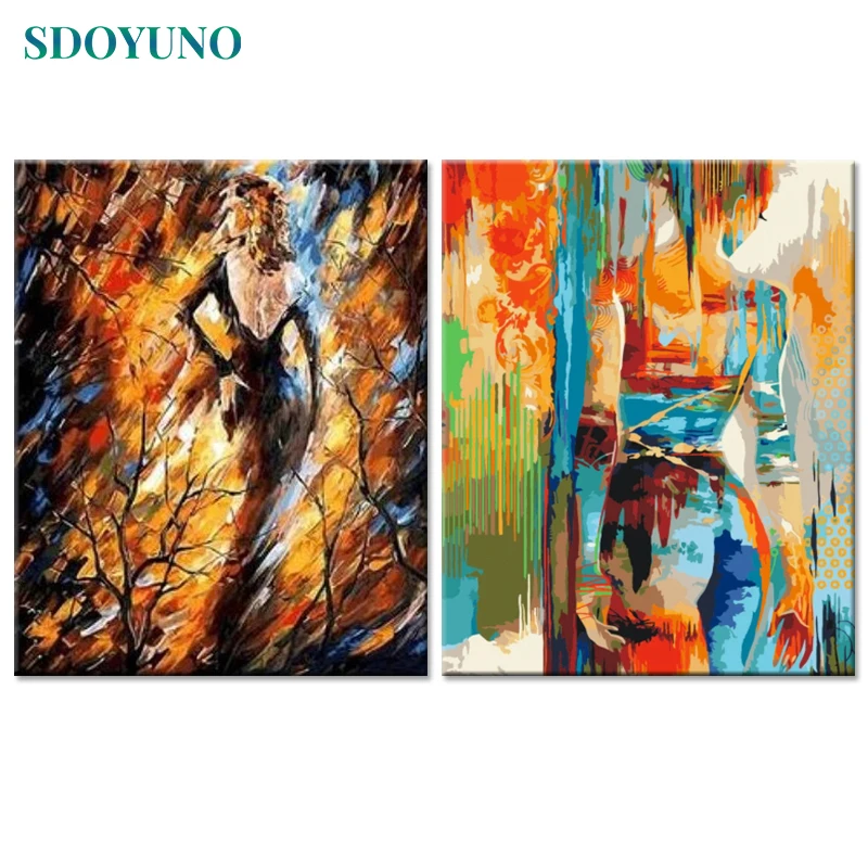 

SDOYUNO 60x75cm DIY Oil Painting By Numbers Abstract Figure Frameless Paint By Numbers On Canvas Home Decor Digital Painting