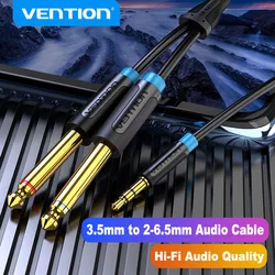 Vention 3.5mm do podwójnego 6.35mm kabel Audio HiFi AUX męski Mono 6.5 Jack do Stereo 3.5mm kabel rozgałęźnik Audio do wzmacniacz miksujący