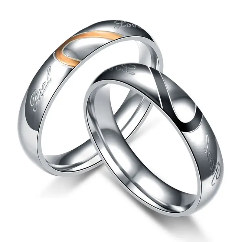 

Bxzyrt Couple Engagement Wedding Rings Men Women Engraved Real Love Couples Ring Stainless Steel Jewelry Valentine's Day Gift