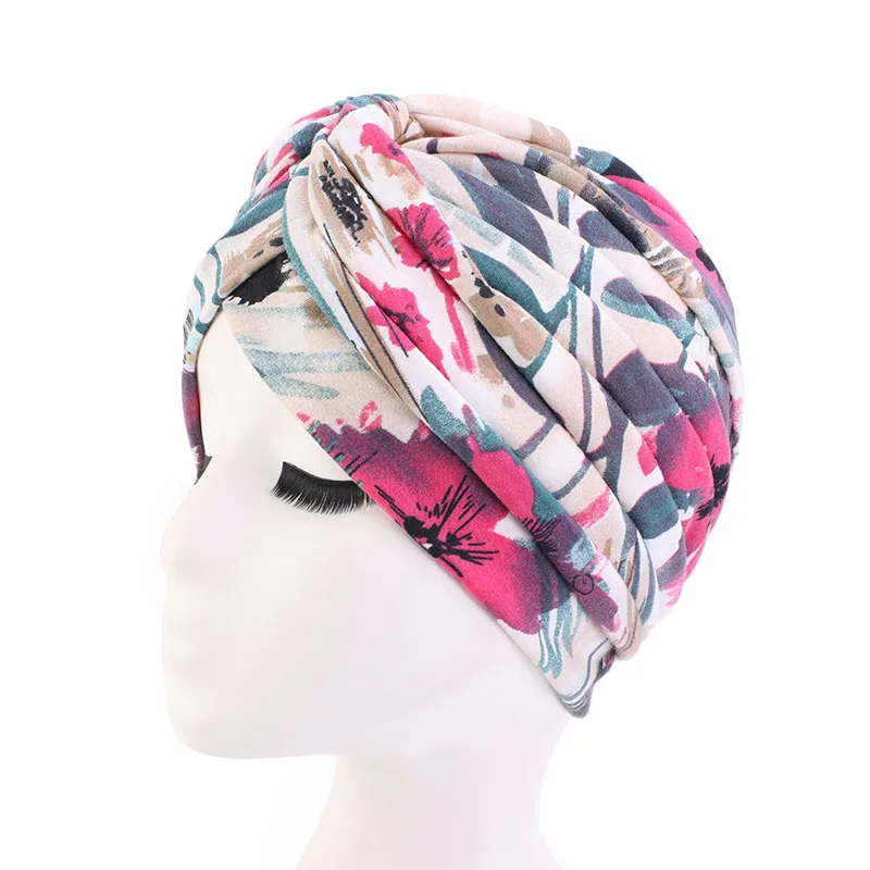 Neue weiche Damen-Turbane mit Blumenmuster, modische Bandanas, Krebskopftuch, Chemo-Mütze, Kopfwickel, Haaraccessoires – Detail 6