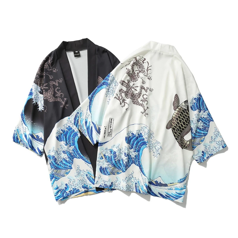 

Samurai New Japanese kimono Koi print men haori yukata male samurai costume clothing kimono jacket men kimono shirt yukata haori