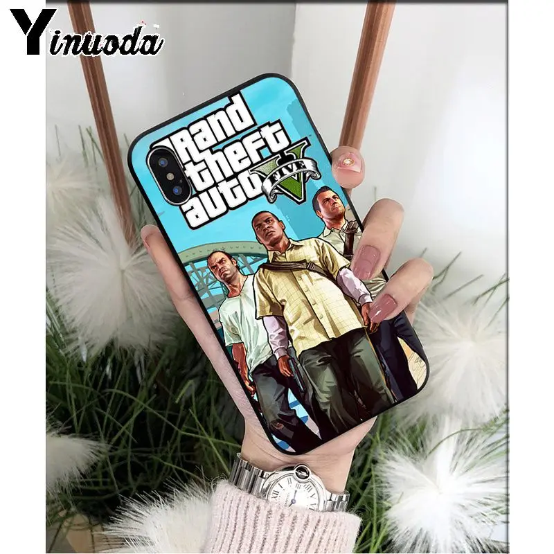 Yinuoda rockstar gta 5 Grand Theft Auto TPU Soft Silicone Phone Case Cover for iPhone 8 7 6 6S Plus 5 5S SE XR X XS MAX