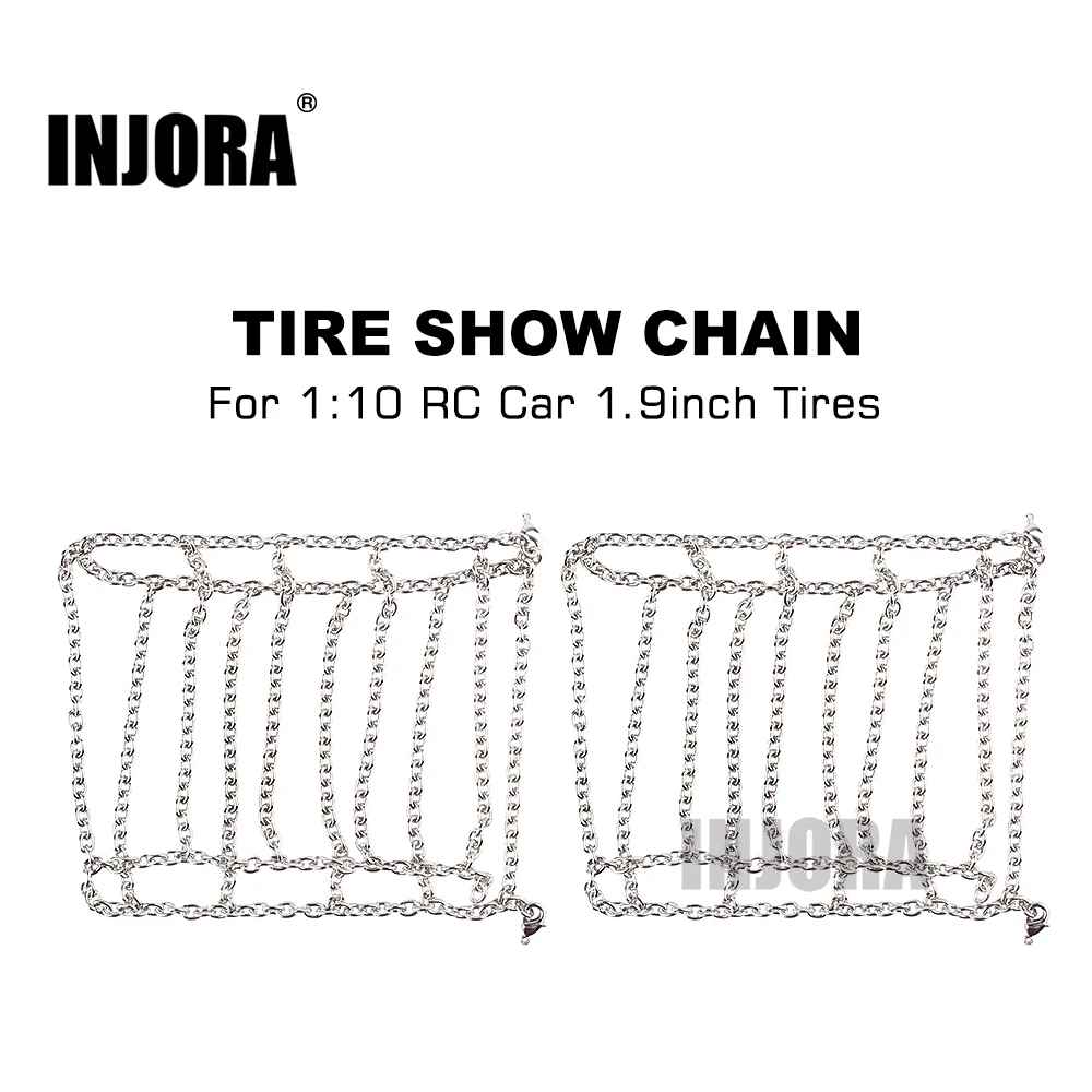 INJORA RC Car Metal 1.9Inch Tires Snow Chain for 1:10 Scale RC Rock Crawler TRX4 Axial SCX10 90046