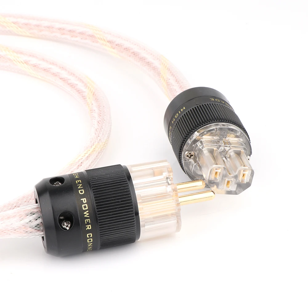 12TC Schuko Mains Power EU Schuko สายไฟต่อสายไฟ AC HIFI 24K Gold Plated EU Power ปลั๊ก