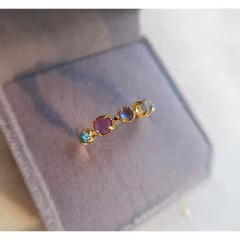 Designer original natural topaz opening adjustable ring exquisite and elegant charm creative retro female silver jewelry