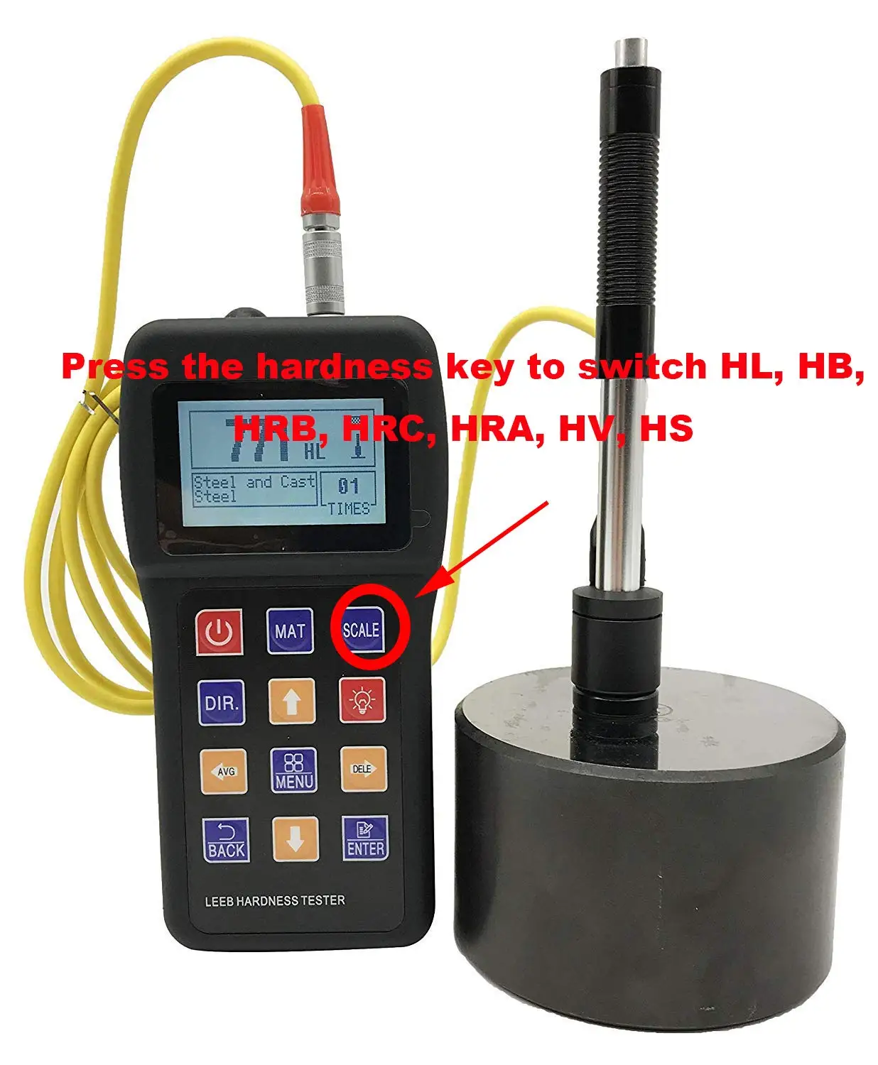 Digital Leeb Hardness Tester Durometer Hardness Meter Gauge With Measuring Range (170-960)HLD Storage 100 Groups Data