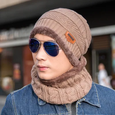 Fashion Knitted Winter Hats For Men Thick and Warm Men Winter Hat Black Autumn Beanie Hat Men Wool Ski Hats Beanies Bonnet 2019