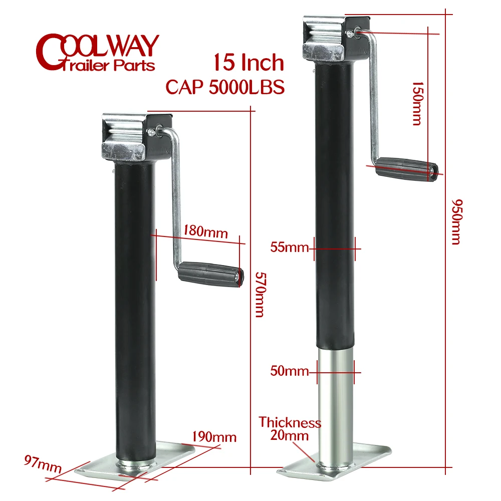 5000Lbs 15 Inch Side Wind Lift Pipe Mount Swivel Trailer Jack Stands Support Legs Corner Steady Camper Parts Welded By Customer